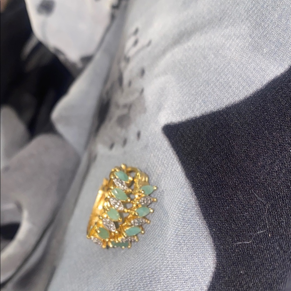 Gold and Green Statement Earrings with Ornate Design